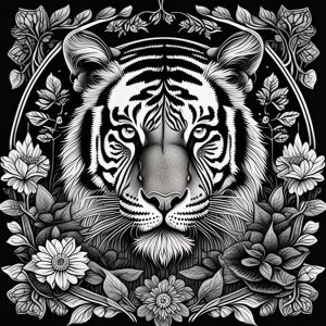 Text-to-image generation example by Tongyi Wanxiang. Prompt: Immersive, captivating, grayscale coloring, featuring a tiger in the tranquil mandala forest. The image is composed of lines and brushstrokes. | Photo by Alibaba Cloud's Tongyi Wanxiang/NHA File Photo