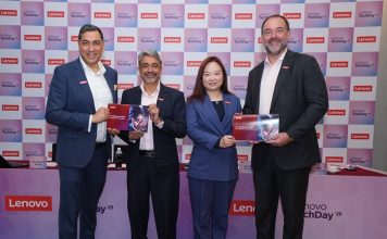 Launch of Lenovo CIO Playbook 2025. From left: Sumir Bhatia, president of Infrastructure Solutions Group Asia Pacific, Lenovo; Varinderjit Singh, general manager of Lenovo Malaysia; Fan Ho, executive director and general manager for the solutions and services group of Lenovo Asia Pacific; and Vlad Rozanovich, senior vice president of Infrastructure Solutions Group, Lenovo Worldwide. | Photo by Lenovo / NHA File Photo